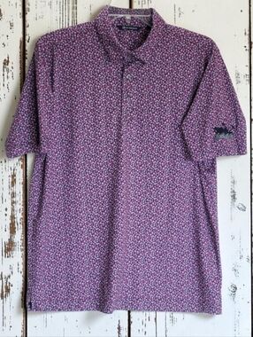 Cutter & Buck Pike Eco Flora Print Golf Polo | Large | UPF 50+ | Purple